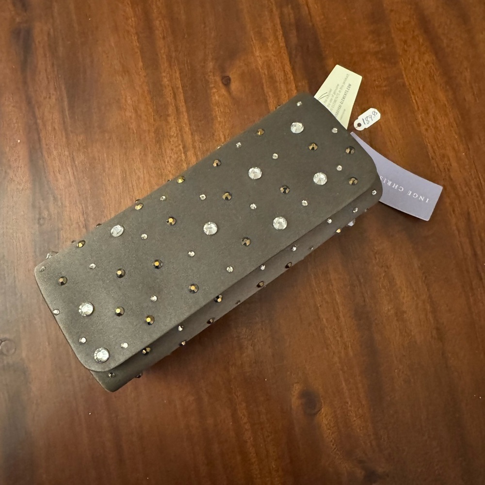 Inge Christopher Gray Studded Clutch